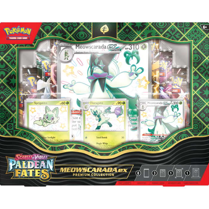 Paldean Fates Premium Collection - Sprigatito, Floragato & Meowscarada ex